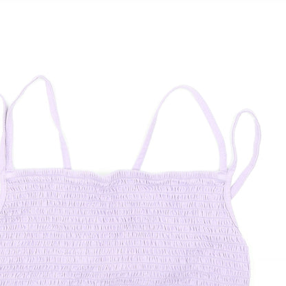 ASOS Womens Purple 100% Cotton Cropped Tank Size 14 Square Neck