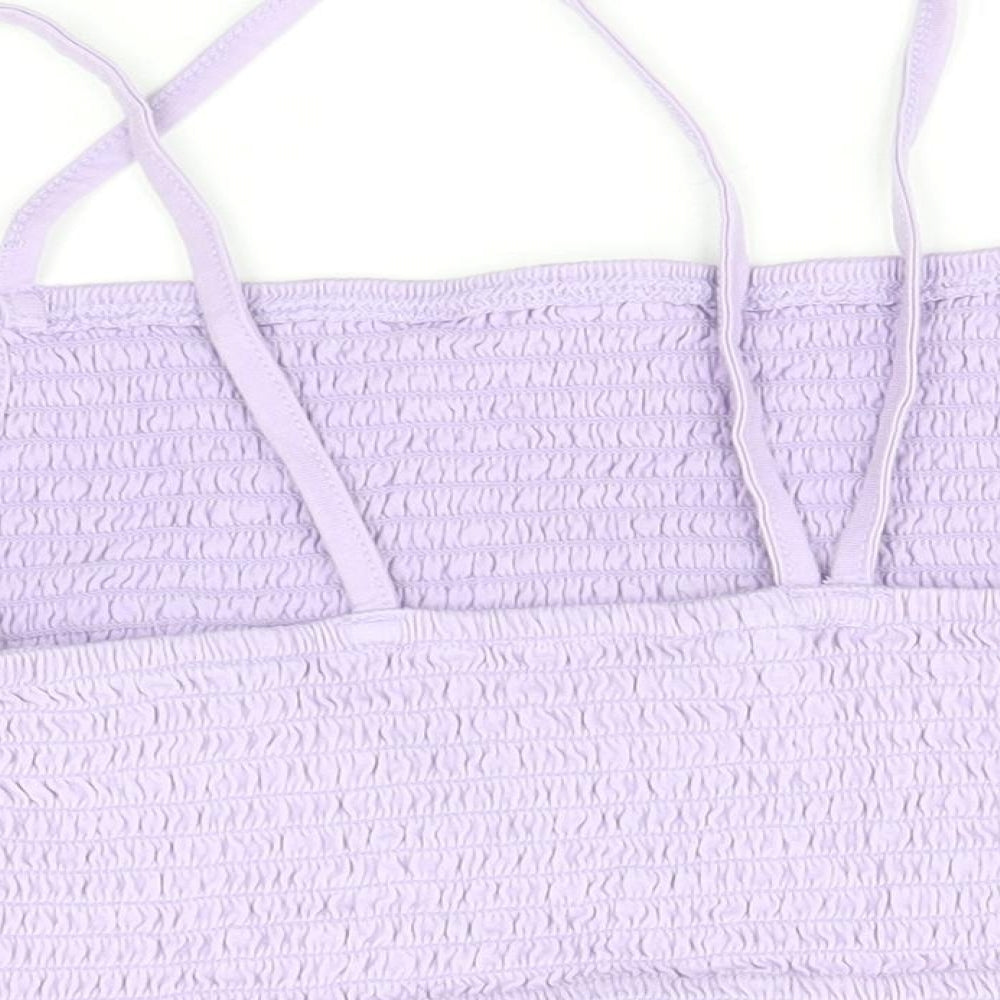 ASOS Womens Purple 100% Cotton Cropped Tank Size 14 Square Neck