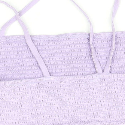 ASOS Womens Purple 100% Cotton Cropped Tank Size 14 Square Neck