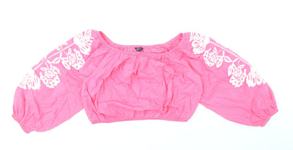 Womens UK Size 18 Marks and Spencer Pink Cropped Blouse
