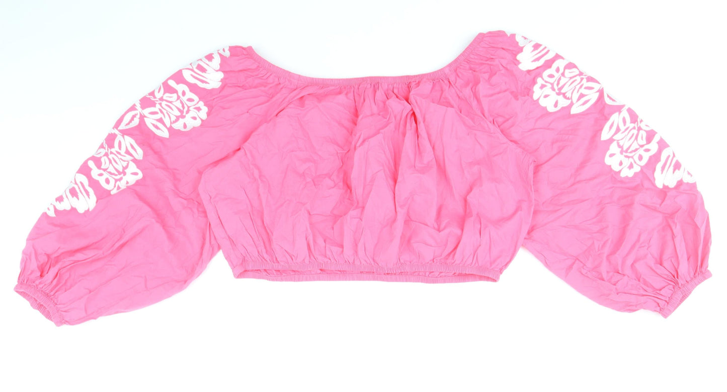 Womens UK Size 18 Marks and Spencer Pink Cropped Blouse