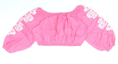 Womens UK Size 18 Marks and Spencer Pink Cropped Blouse