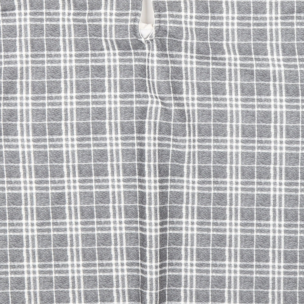 Padini Womens Grey Plaid Polyester Cropped T-Shirt Size M Collared