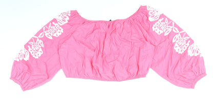 Womens UK Size 20 Marks and Spencer Pink Cropped Blouse