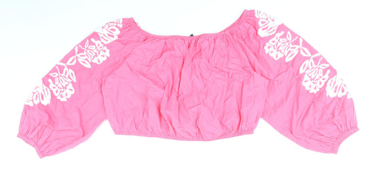 Womens UK Size 20 Marks and Spencer Pink Cropped Blouse