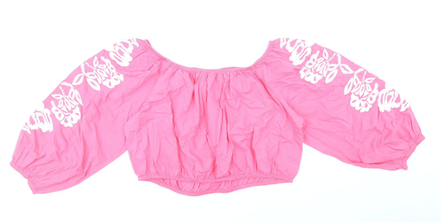 Womens UK Size 20 Marks and Spencer Pink Cropped Blouse