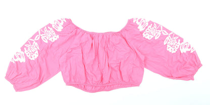 Womens UK Size 20 Marks and Spencer Pink Cropped Blouse