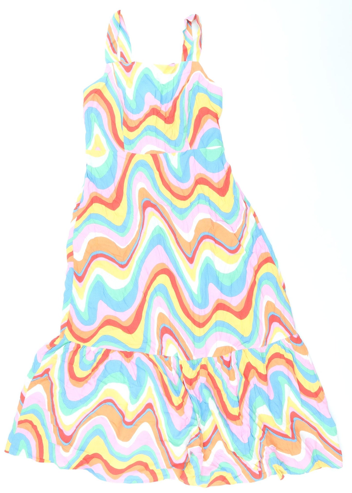 Papaya Womens Multicoloured Geometric Viscose A-Line Size 10 Square Neck Pullover