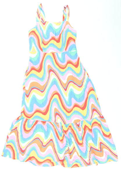 Papaya Womens Multicoloured Geometric Viscose A-Line Size 10 Square Neck Pullover