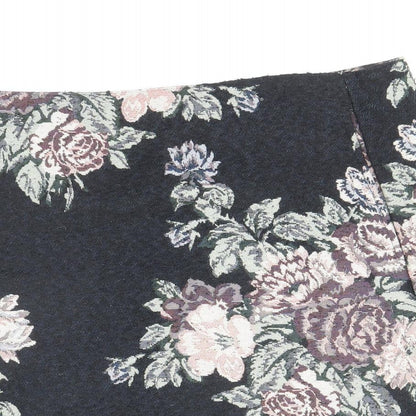 Pins & Needles Womens Black Floral Polyester A-Line Skirt Size S Zip