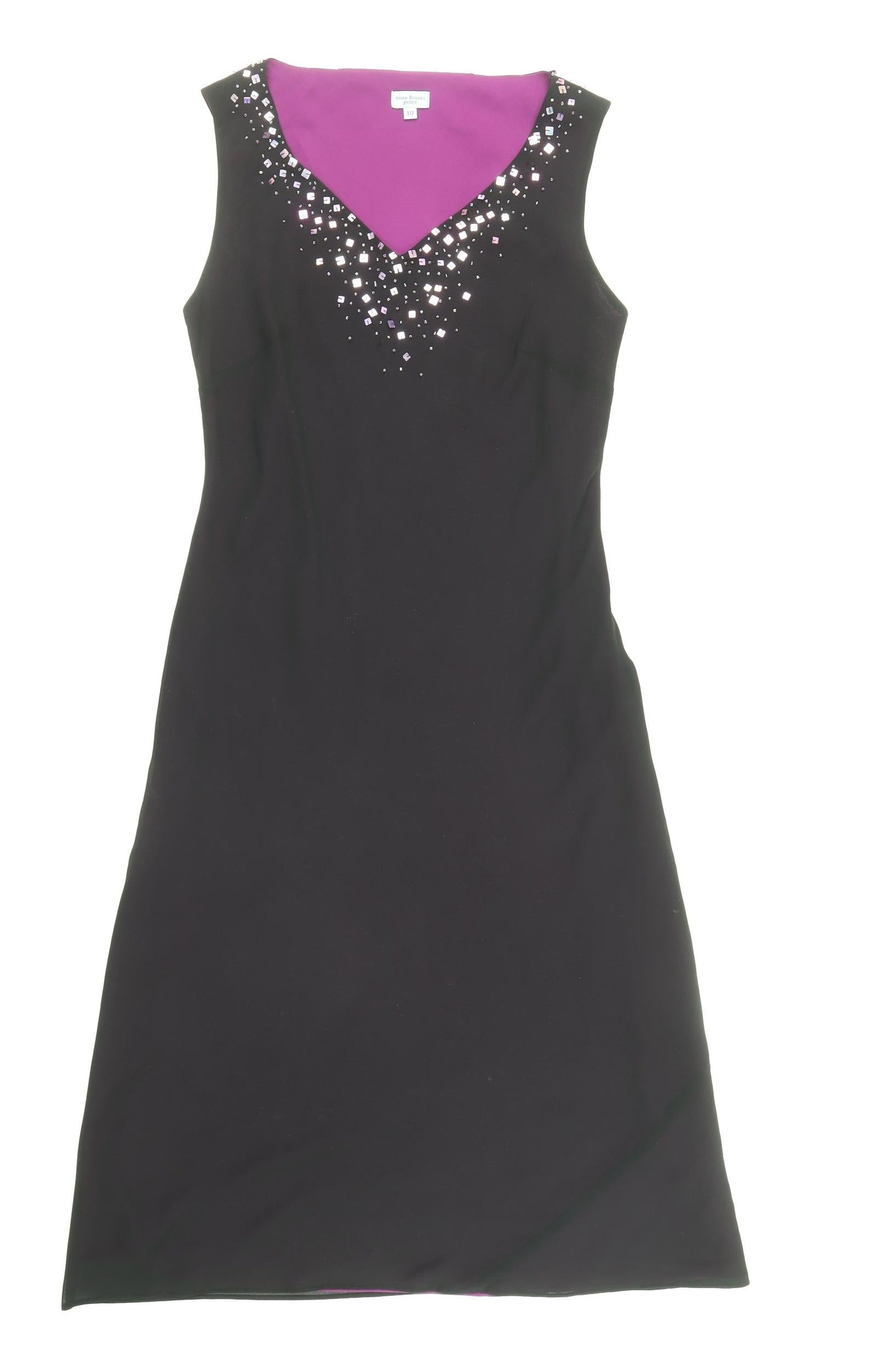 Debenhams Womens Black Polyester A-Line Size 10 V-Neck Pullover - Embellished Neckline