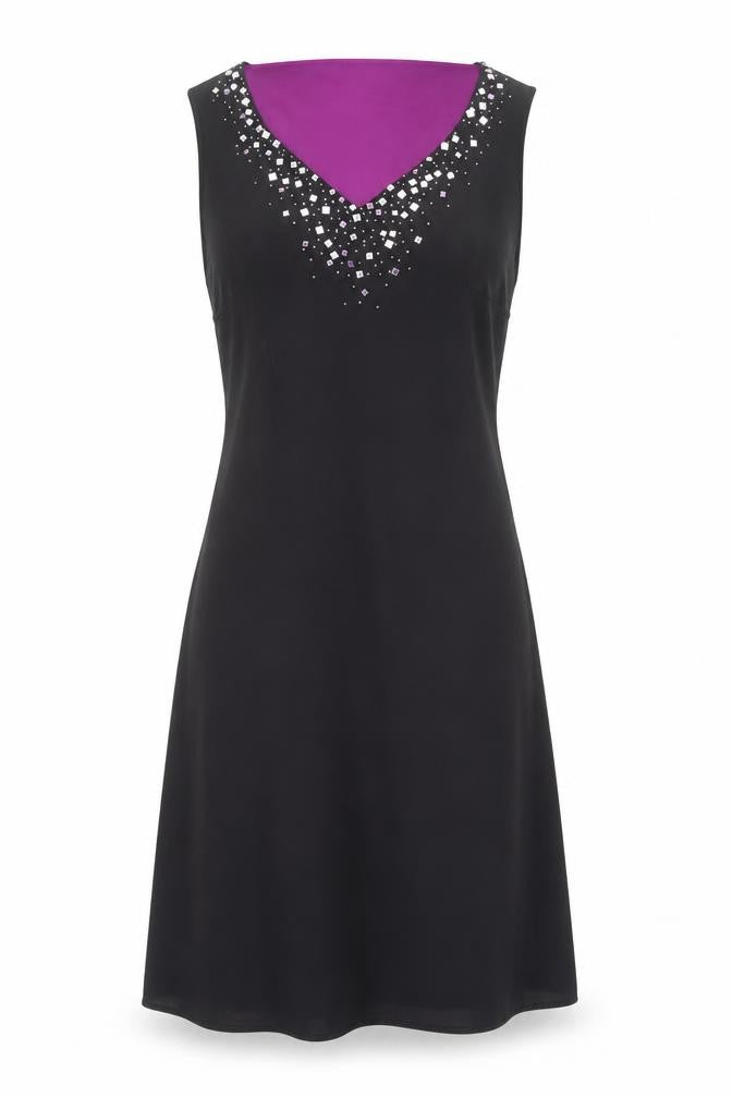 Debenhams Womens Black Polyester A-Line Size 10 V-Neck Pullover - Embellished Neckline