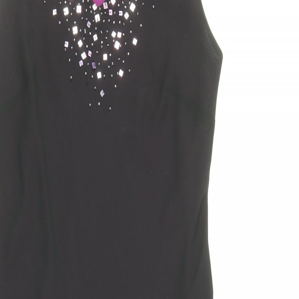 Debenhams Womens Black Polyester A-Line Size 10 V-Neck Pullover - Embellished Neckline