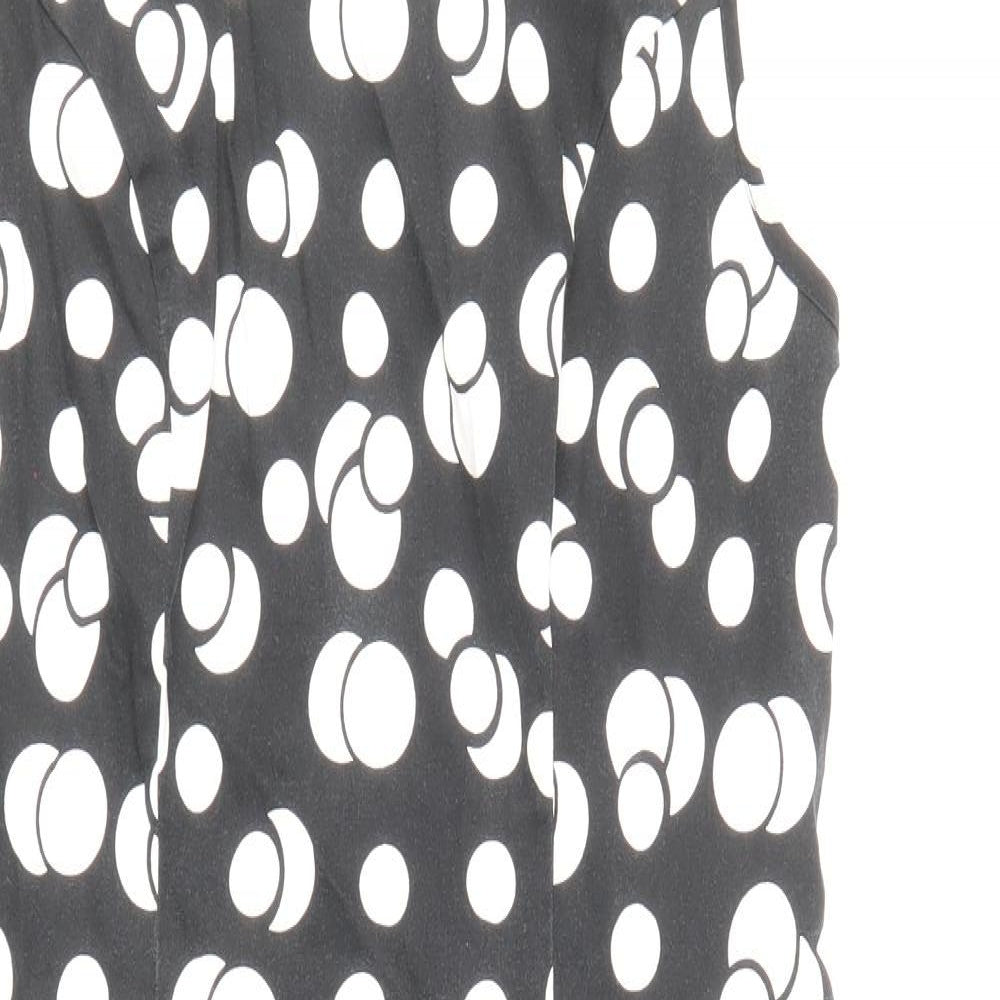 George Womens Black Polka Dot Cotton Shift Size 12 Boat Neck Zip