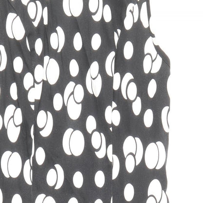 George Womens Black Polka Dot Cotton Shift Size 12 Boat Neck Zip