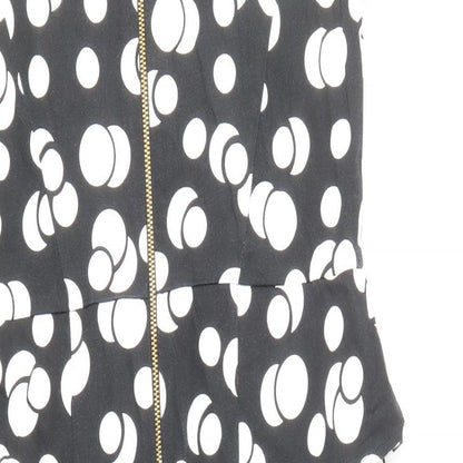 George Womens Black Polka Dot Cotton Shift Size 12 Boat Neck Zip