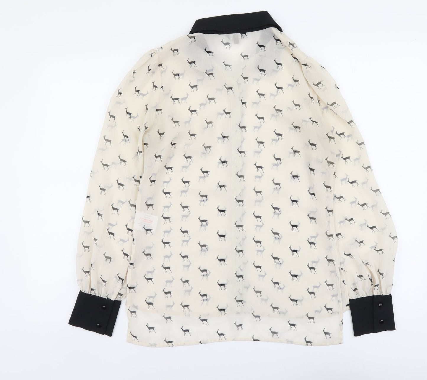 Papaya Womens Beige Geometric Polyester Basic Button-Up Size 10 Collared - Deer Print