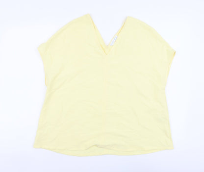 Primark Womens Yellow Polyester Basic T-Shirt Size 8 V-Neck - Box Fit TShirt