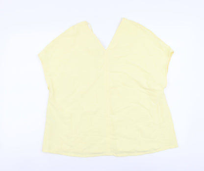 Primark Womens Yellow Polyester Basic T-Shirt Size 8 V-Neck - Box Fit TShirt