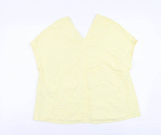 Primark Womens Yellow Polyester Basic T-Shirt Size 8 V-Neck - Box Fit TShirt