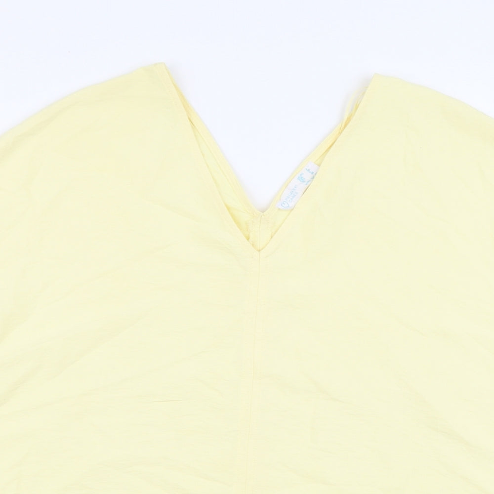 Primark Womens Yellow Polyester Basic T-Shirt Size 8 V-Neck - Box Fit TShirt