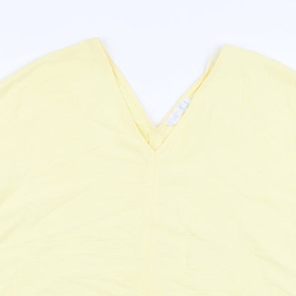 Primark Womens Yellow Polyester Basic T-Shirt Size 8 V-Neck - Box Fit TShirt