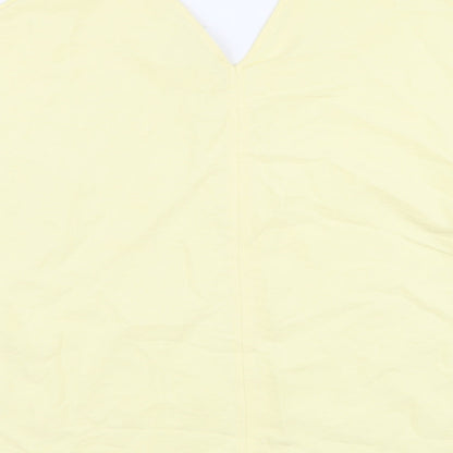 Primark Womens Yellow Polyester Basic T-Shirt Size 8 V-Neck - Box Fit TShirt