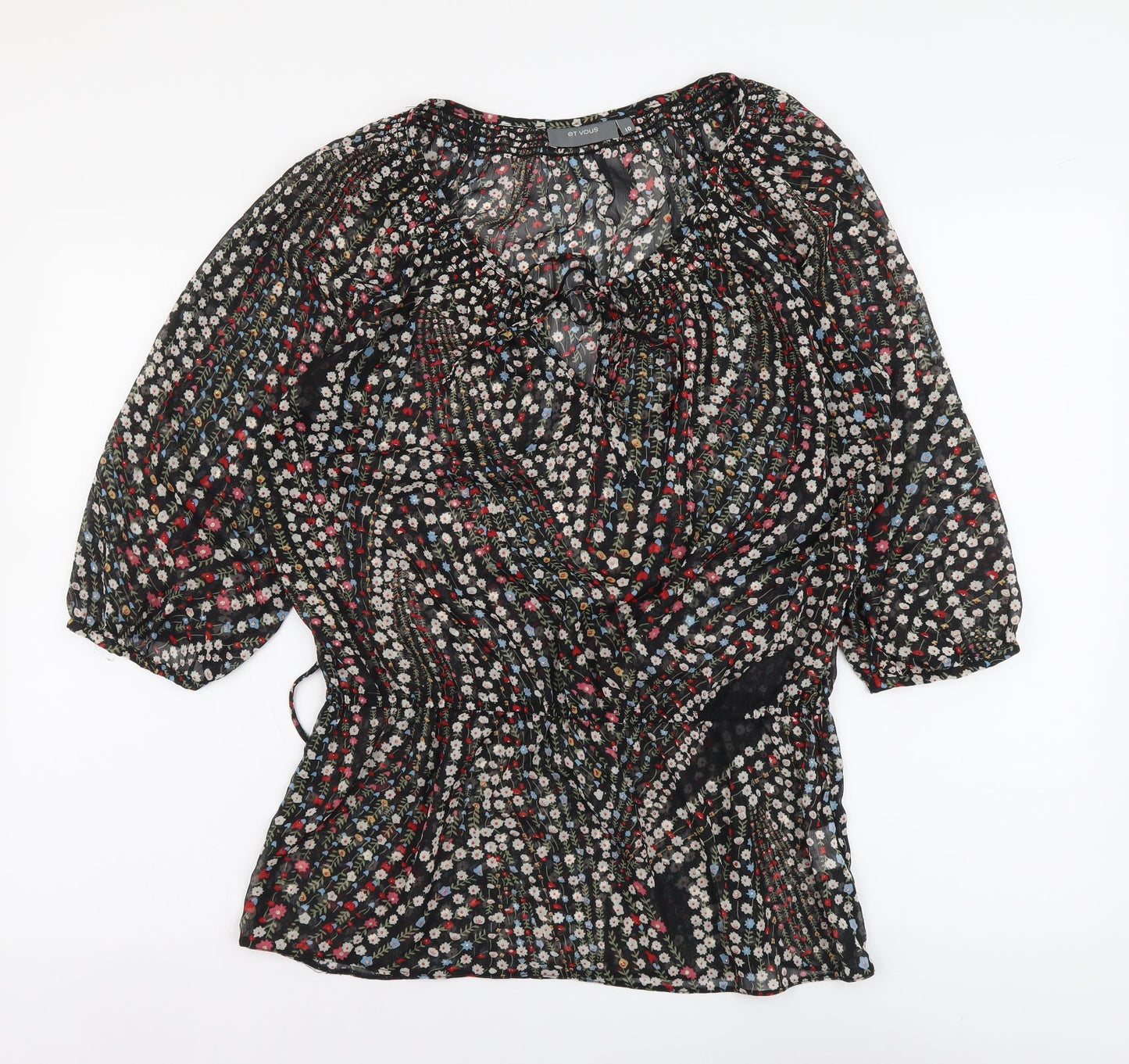 Womens UK Size 10 et vous Black Basic Blouse