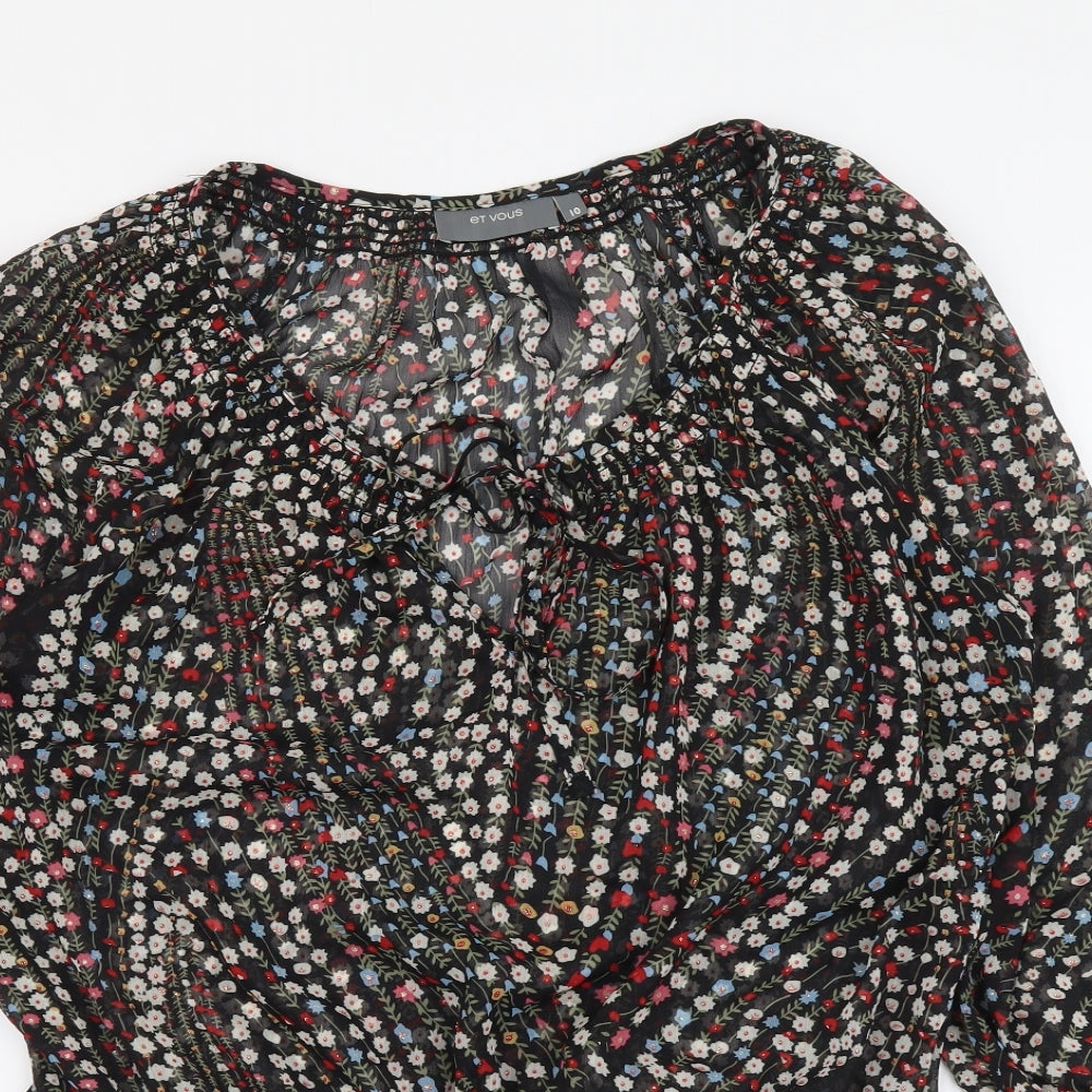 Womens UK Size 10 et vous Black Basic Blouse