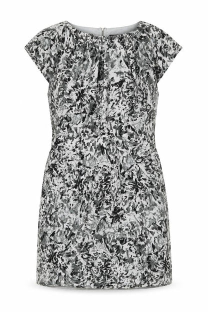 Drama Queen Womens Grey Geometric Polyester Shift Size 16 Boat Neck Zip