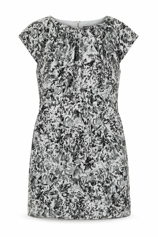 Drama Queen Womens Grey Geometric Polyester Shift Size 16 Boat Neck Zip