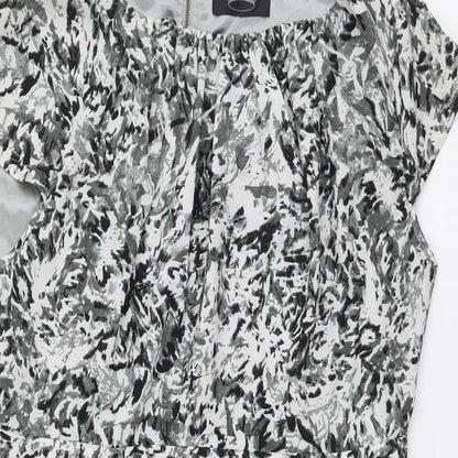 Drama Queen Womens Grey Geometric Polyester Shift Size 16 Boat Neck Zip