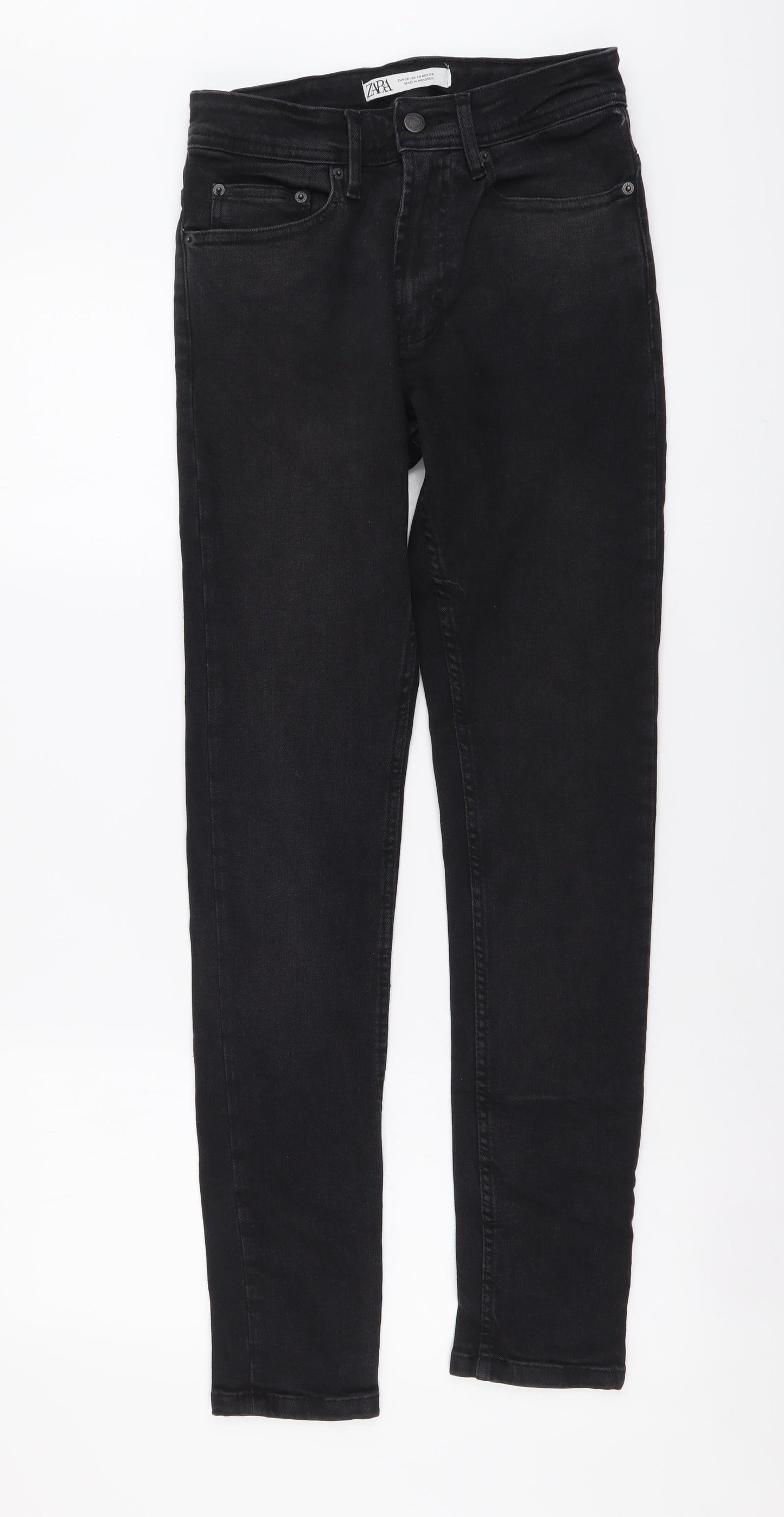 Zara Womens Grey Cotton Skinny Jeans Size S L29 in Regular Button