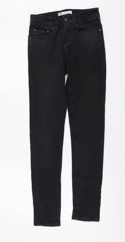 Zara Womens Grey Cotton Skinny Jeans Size S L29 in Regular Button