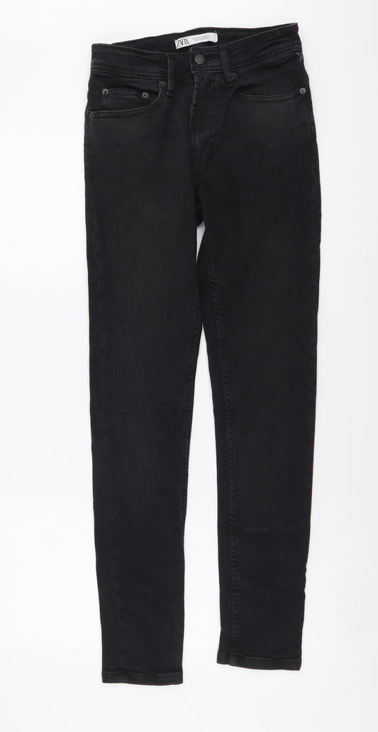 Zara Womens Grey Cotton Skinny Jeans Size S L29 in Regular Button