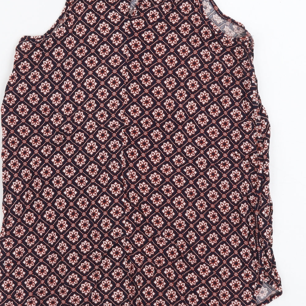 Papaya Womens Multicoloured Geometric Viscose Basic Tank Size 8 Round Neck