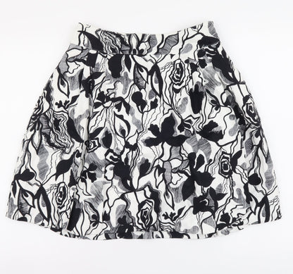 Mango Womens Multicoloured Geometric Cotton Flare Skirt Size M Zip