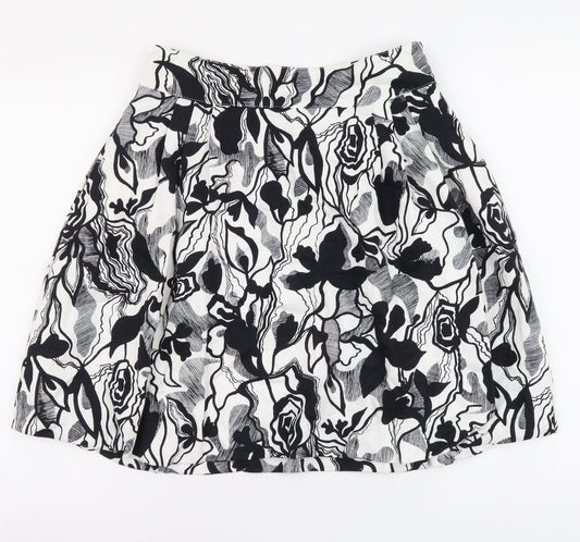 Mango Womens Multicoloured Geometric Cotton Flare Skirt Size M Zip