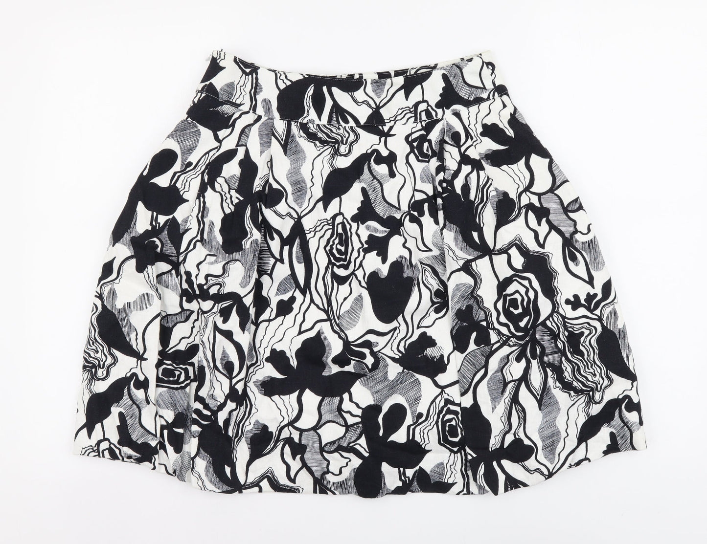 Mango Womens Multicoloured Geometric Cotton Flare Skirt Size M Zip