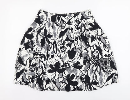 Mango Womens Multicoloured Geometric Cotton Flare Skirt Size M Zip