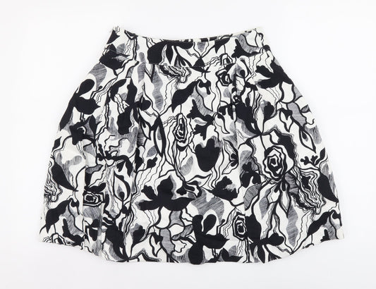 Mango Womens Multicoloured Geometric Cotton Flare Skirt Size M Zip