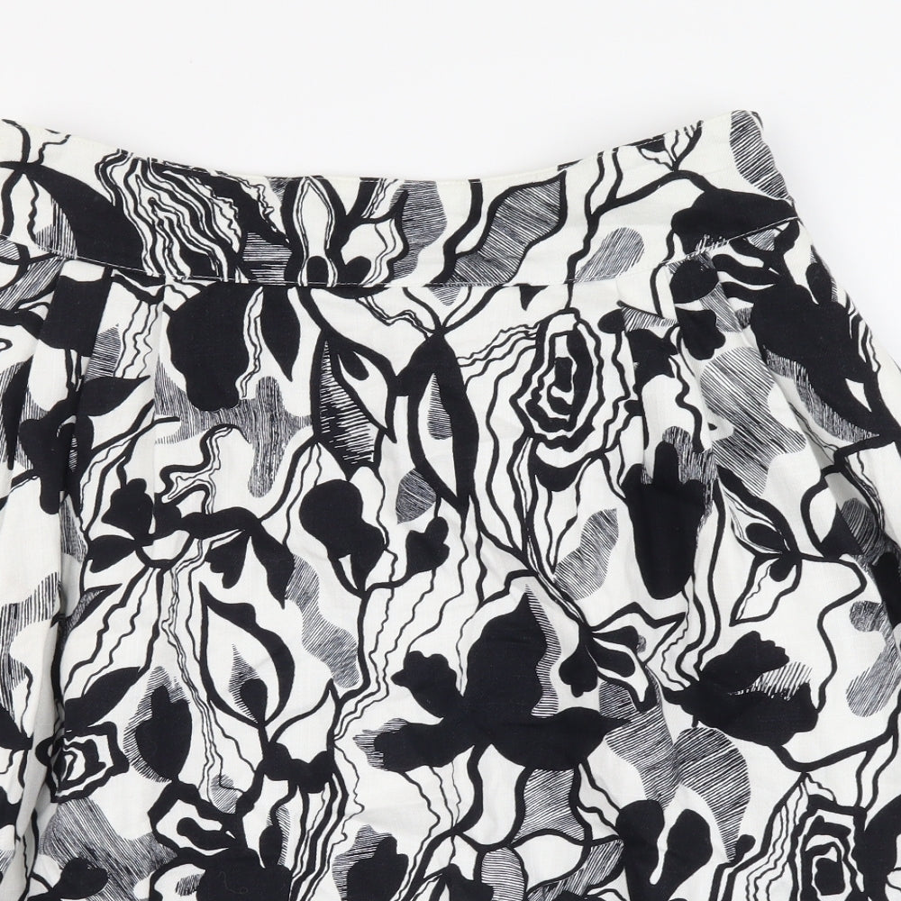 Mango Womens Multicoloured Geometric Cotton Flare Skirt Size M Zip