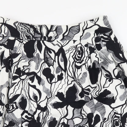 Mango Womens Multicoloured Geometric Cotton Flare Skirt Size M Zip