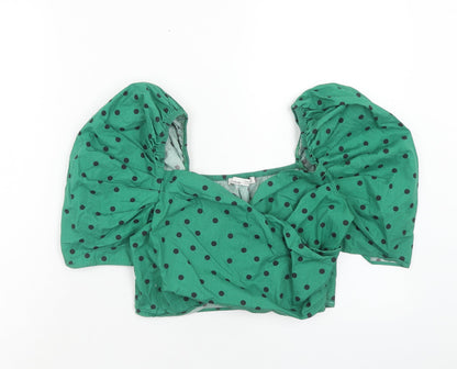 Womens UK Size M Pull&Bear Green Cropped Blouse