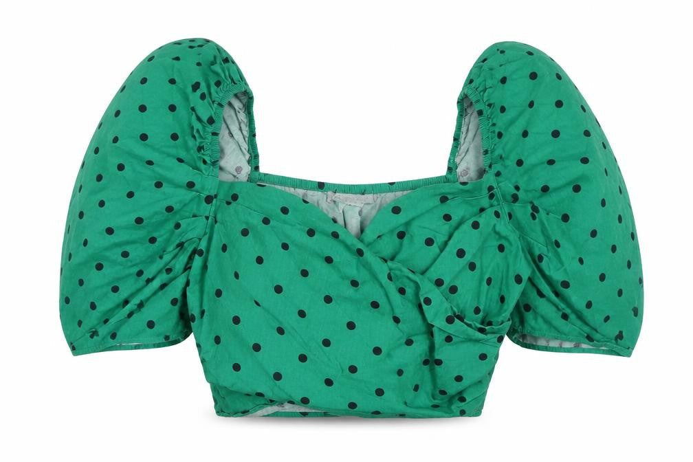 Womens UK Size M Pull&Bear Green Cropped Blouse