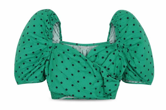 Womens UK Size M Pull&Bear Green Cropped Blouse