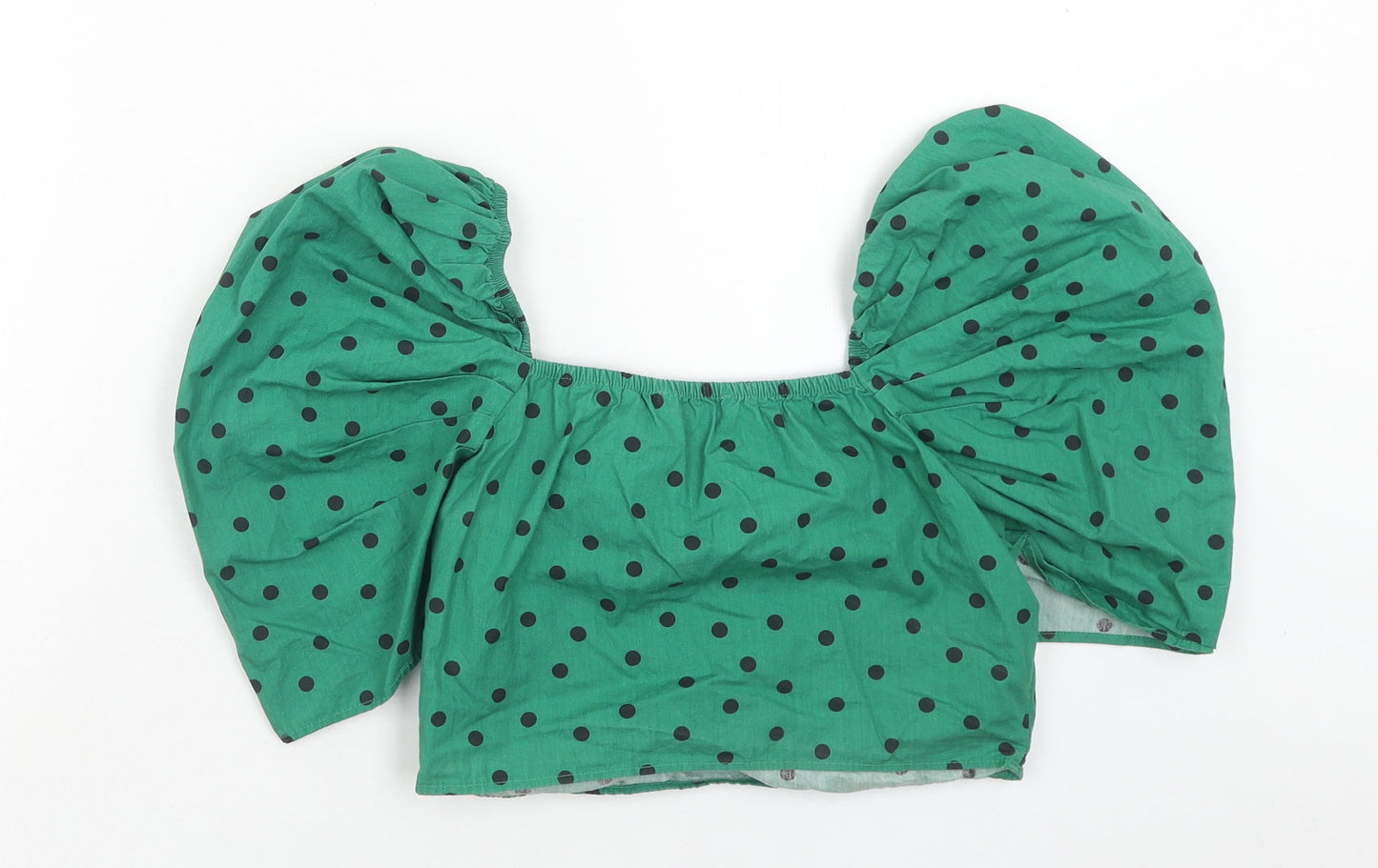 Womens UK Size M Pull&Bear Green Cropped Blouse