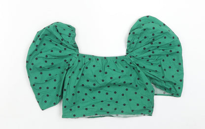 Womens UK Size M Pull&Bear Green Cropped Blouse