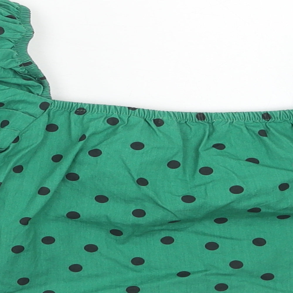 Womens UK Size M Pull&Bear Green Cropped Blouse