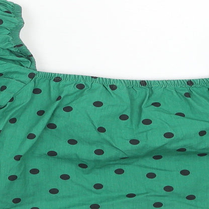 Womens UK Size M Pull&Bear Green Cropped Blouse
